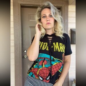 Marvel lace up spiderman tee